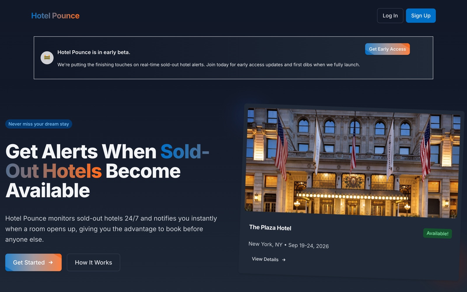 Hotel Pounce — alerts when sold-out hotels get availability
