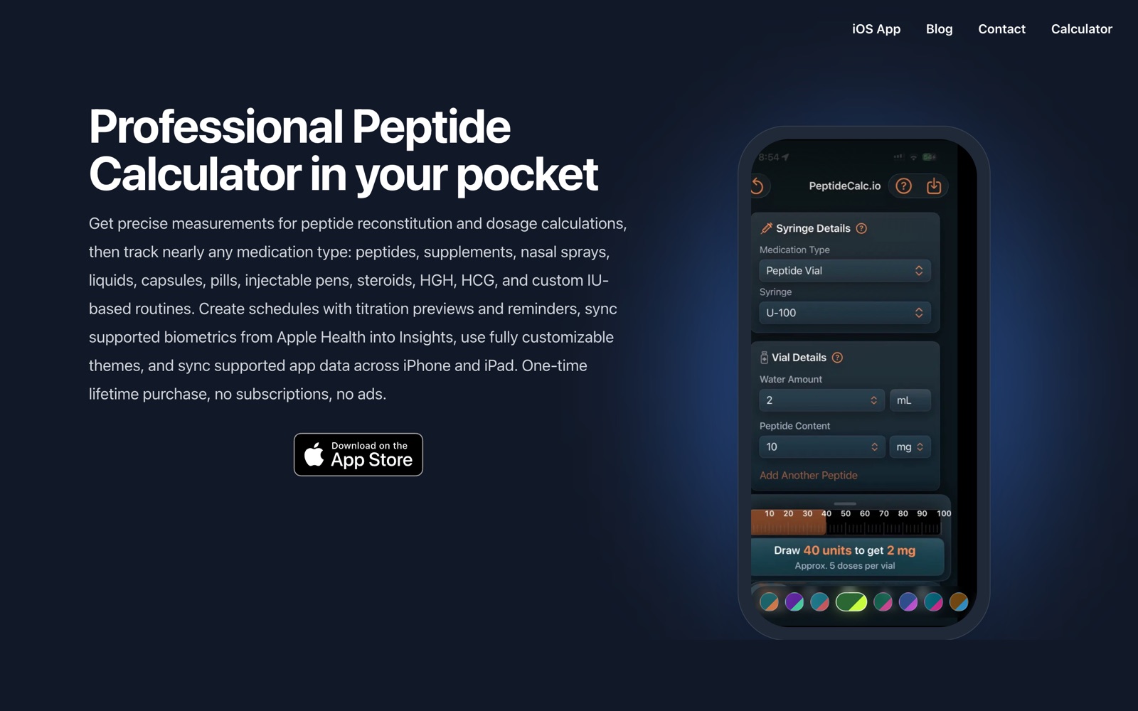 PeptideCalc — peptide reconstitution calculator and iOS tracker